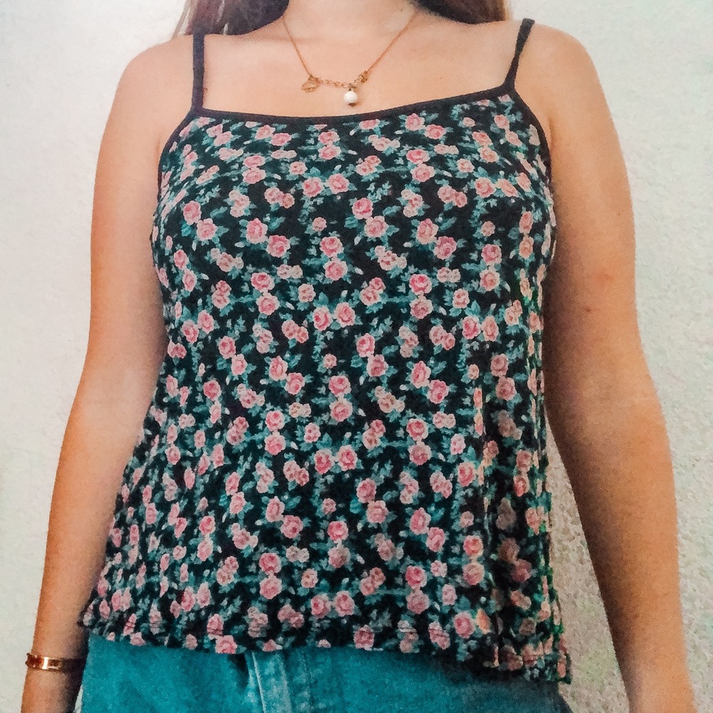 Rose print tank top
